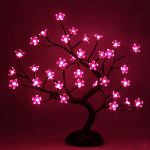 Pink lighting blossom bonsai